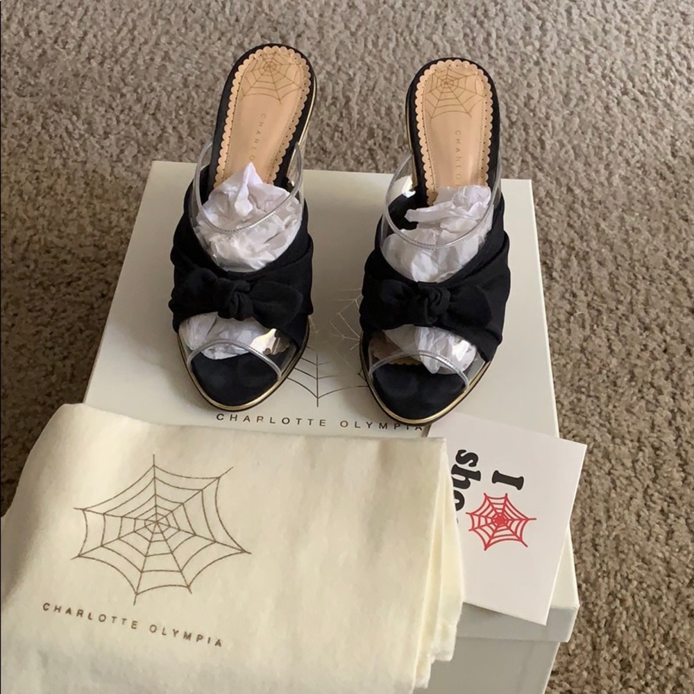 Charlotte Olympia black wedge as New!
